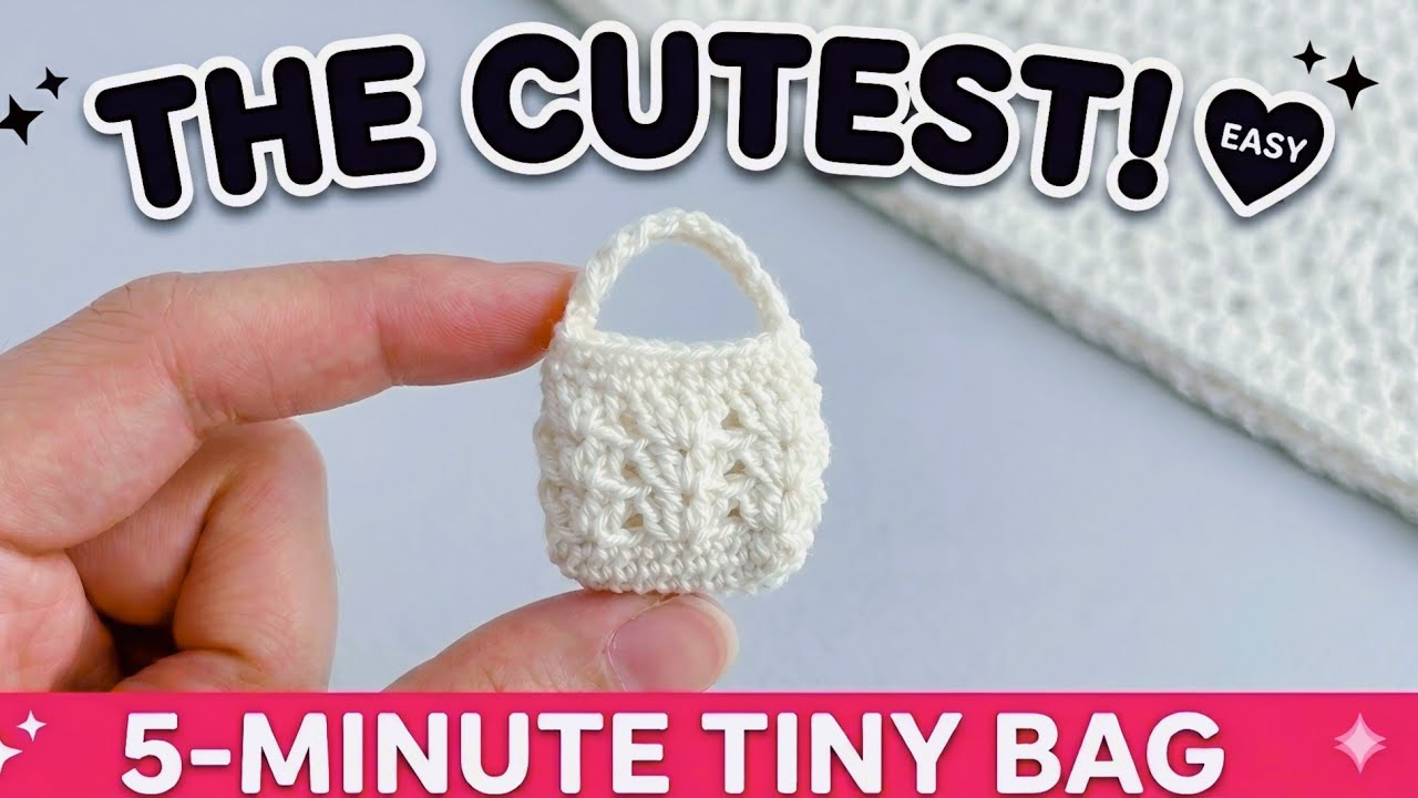 Как связать крючком крошечную сумочку для куклы (простой узор с текстурной вязкой!) #одежда