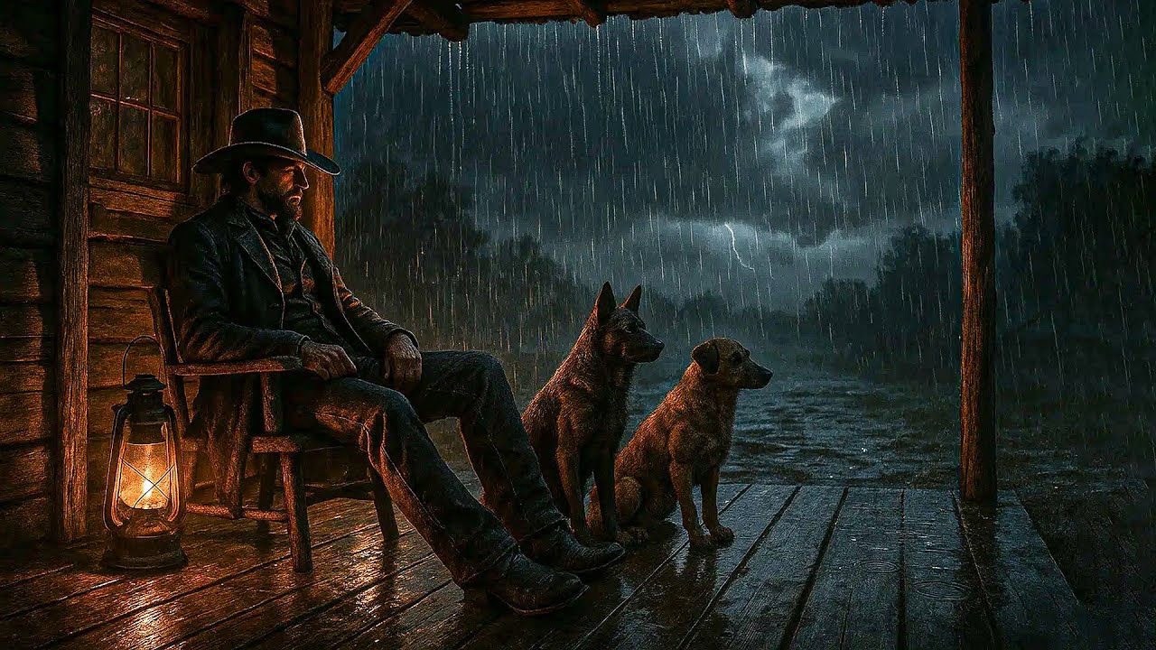 Arthur’s Porch Shelter with His Loyal Dogs – Heavy Rain & Thunder | RDR2 Ambience