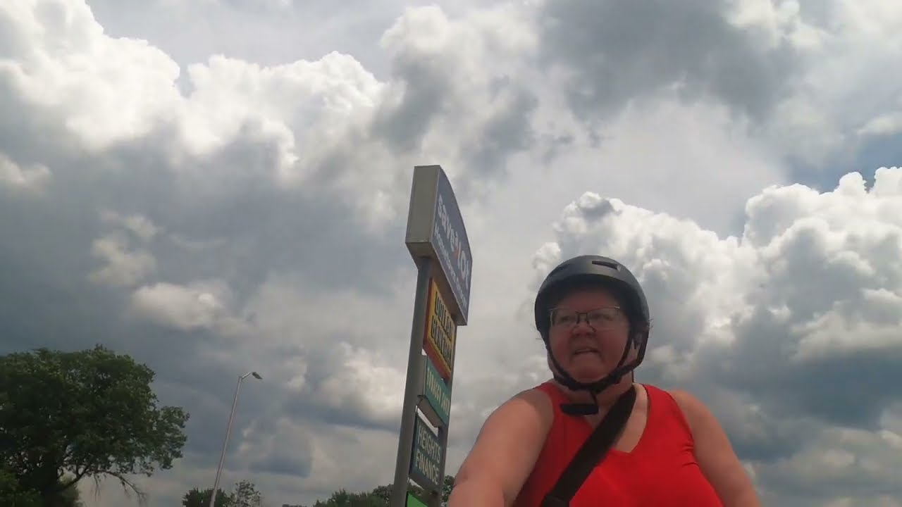 Ebike POV First trip to the grocery store.  July 2024 Bike Adventures with Sandy and Maggie.