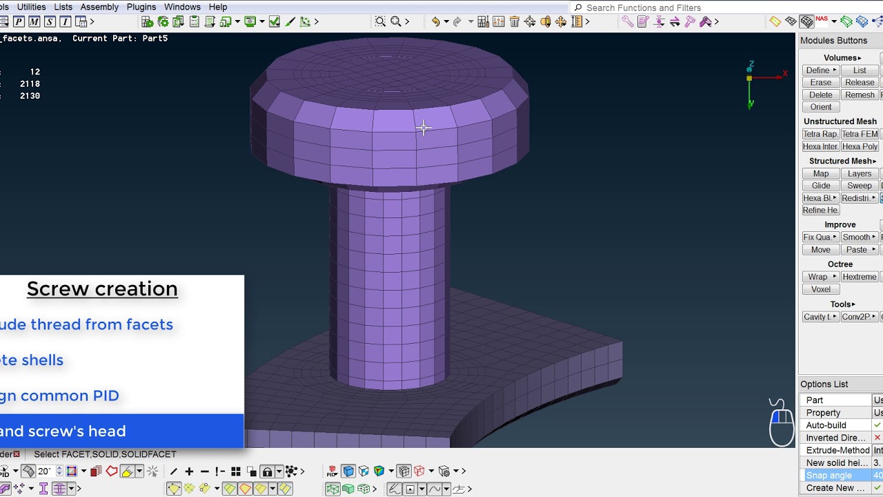 Volume Mesh: Connection of Solid Parts via Extrude