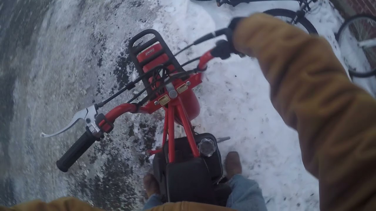 Riding a mini bike