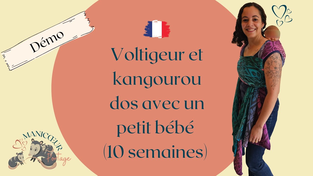 Voltigeur et kangourou dos avec un petit bébé (10 semaines) écharpe tissée taille 6 /OK base-1 et -2
