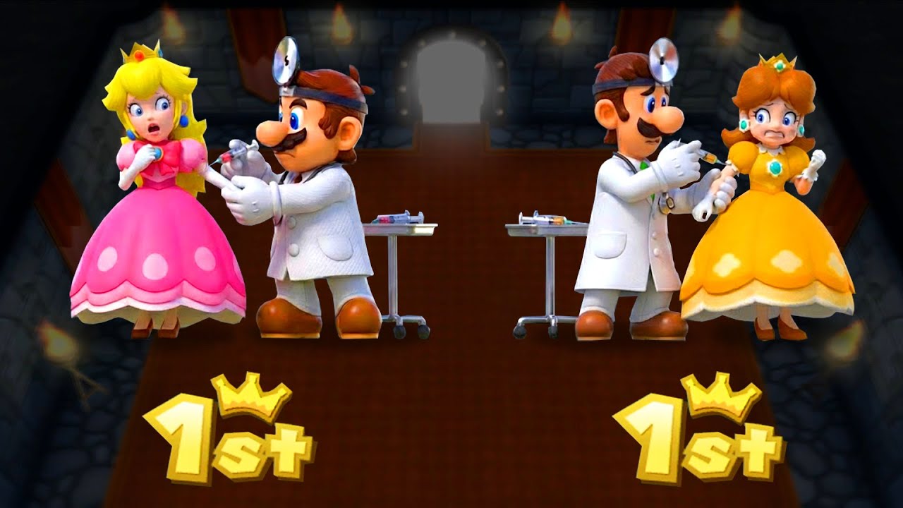 Mario Party 9 Minigames - Dr. Mario Vs Peachette Vs Dr. Luigi Vs Daisyette (Master CPU)