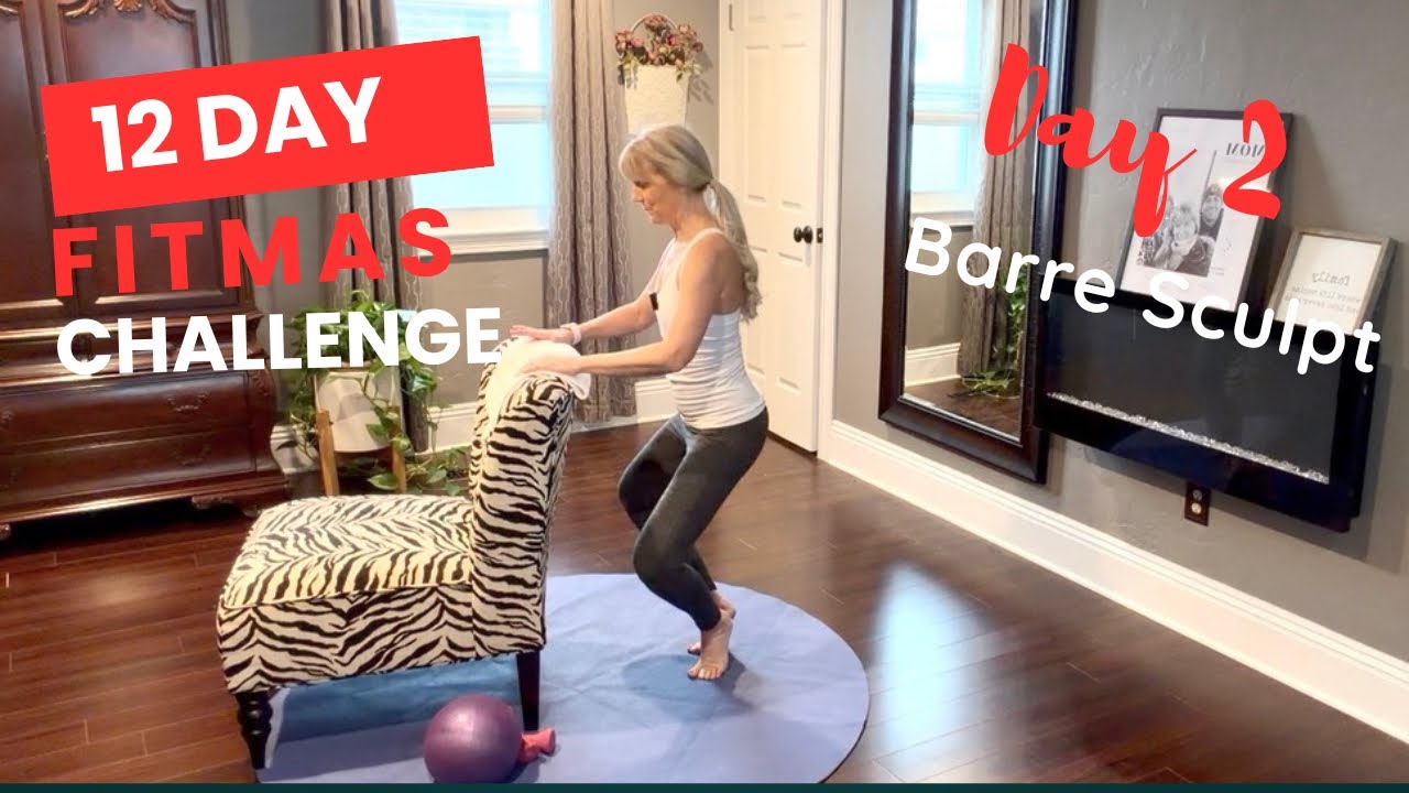 Barre Sculpt | 12-дневный фитнес-челлендж на Рождество | Мяч и гантели | 50 минут