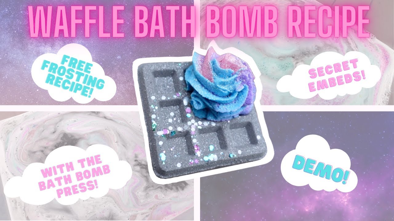 How to Make WAFFLE GALAXY BATH BOMB with Bath Bomb Press | FREE RECIPE for bath bomb and Frosting