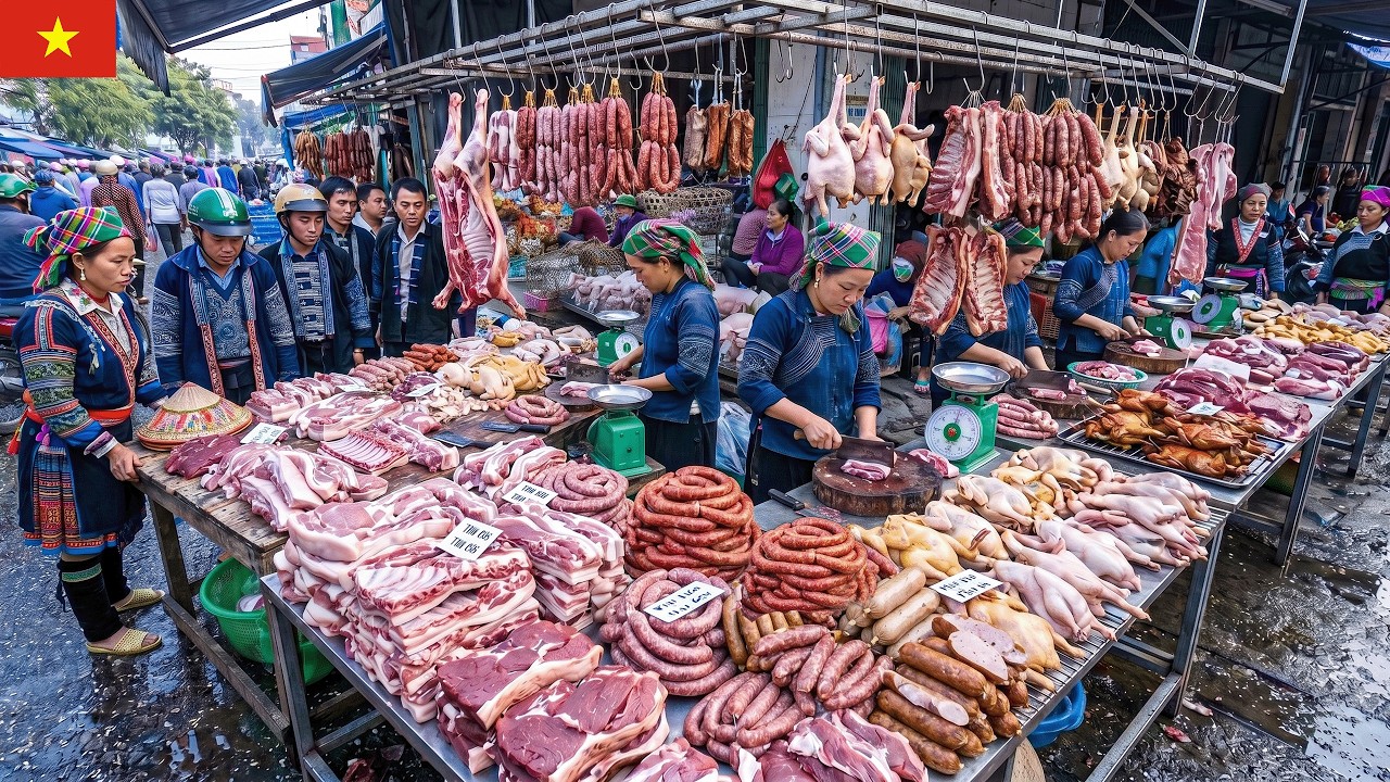 Food Market in Northern Vietnam 🇻🇳 | Vietnamese Market and Local People