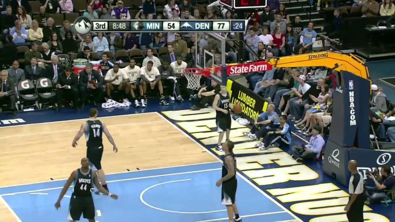 Ty Lawson hits 10 three pointers in a row  vs TImberwolves (Apr 9, 2011)