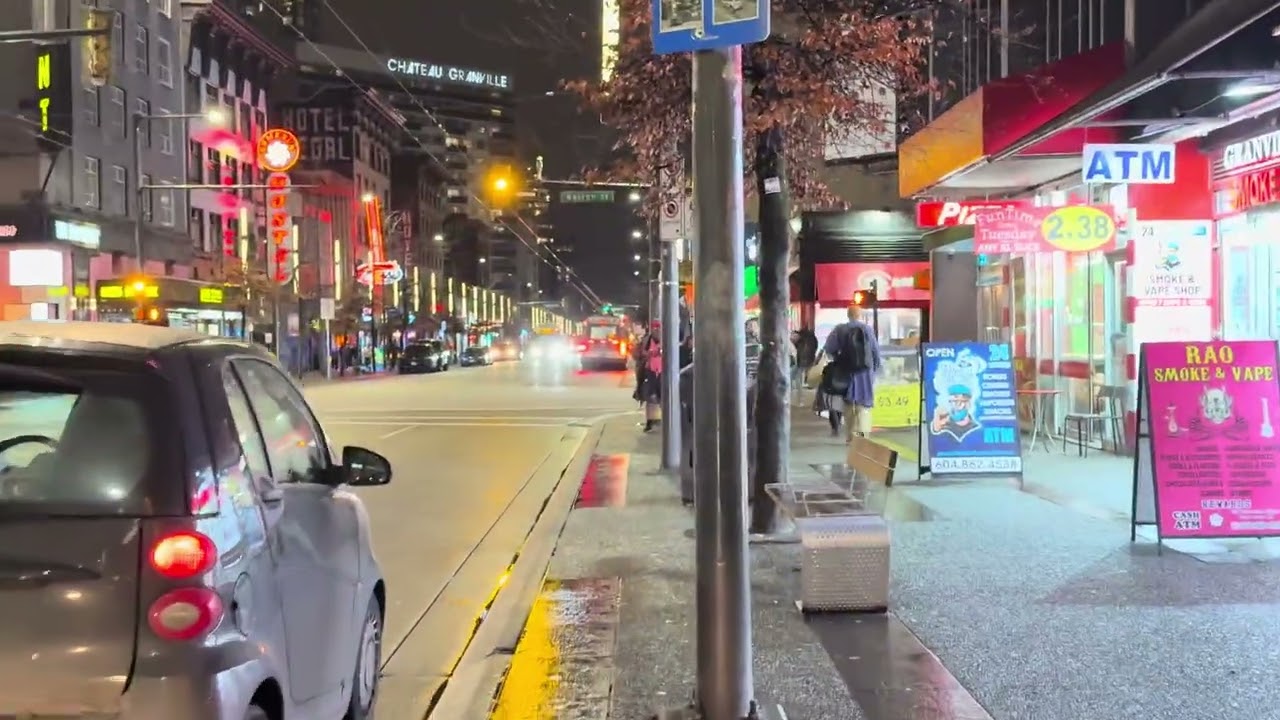 🍁夜間雨後_溫哥華市中心Downtown Vancouver [4K]