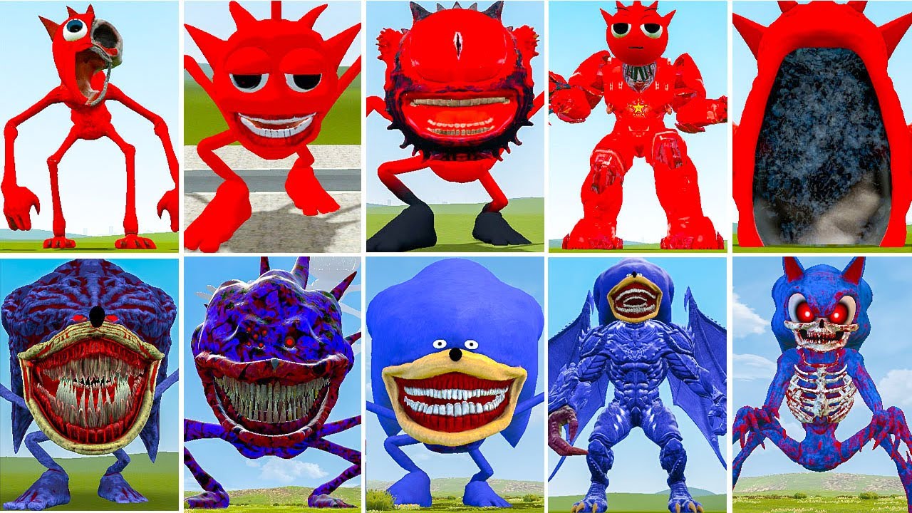NEW ALL SPRUNKI RED VS RADDY MECHATITAN VS ALL NEW SONIC BLUE VS SONIC ZC NEXTBOT IN GARRY'S MOD !!!