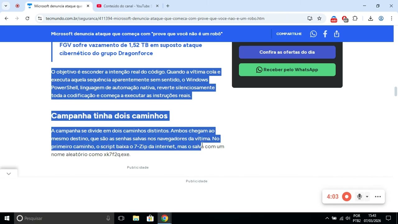 Microsoft denuncia ataque que começa com  prove que você não é um robô
