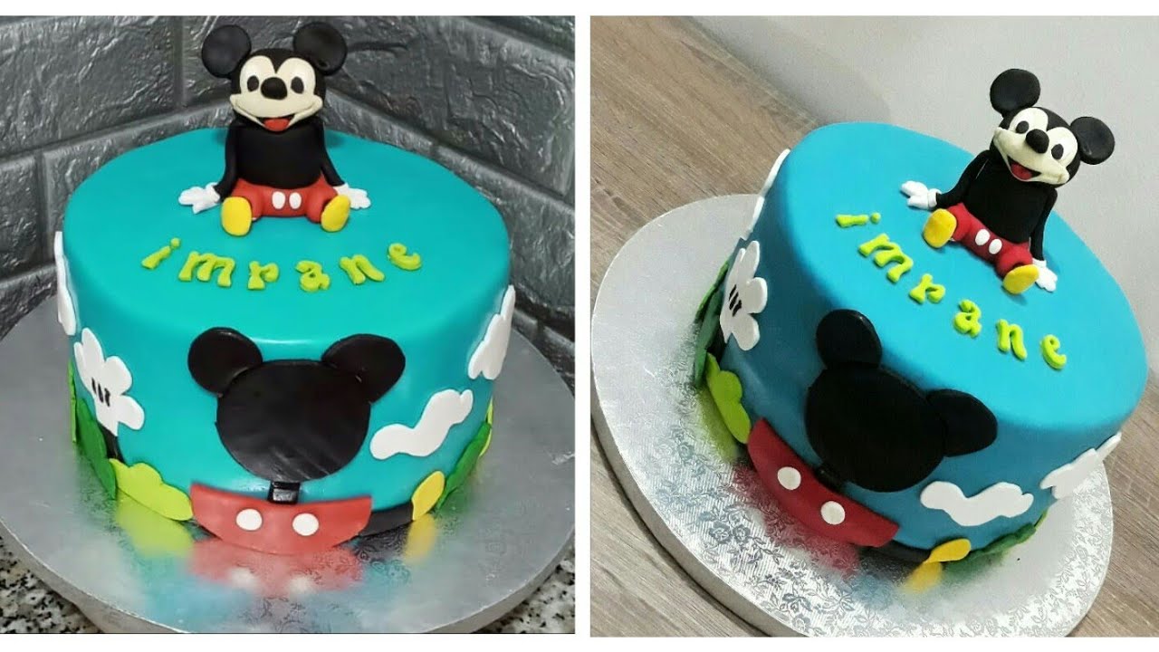 كيفاش تعلمت نصايب أول كيك ديزاين .... خطوات بسيطة بزاف ..  mickey mouse  cake design