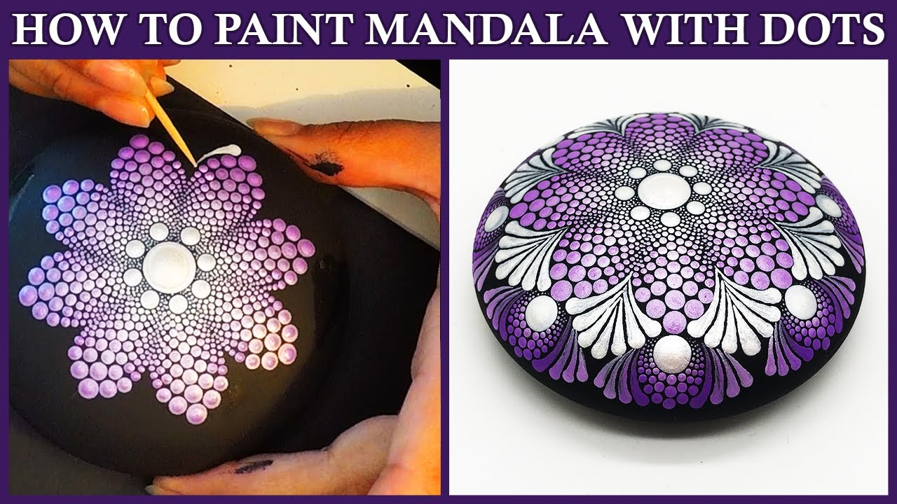 How to Mandala Dot Painting Purple Perl Mandalas With Acrylic Paint Dotting Artist Tutorial #mandala