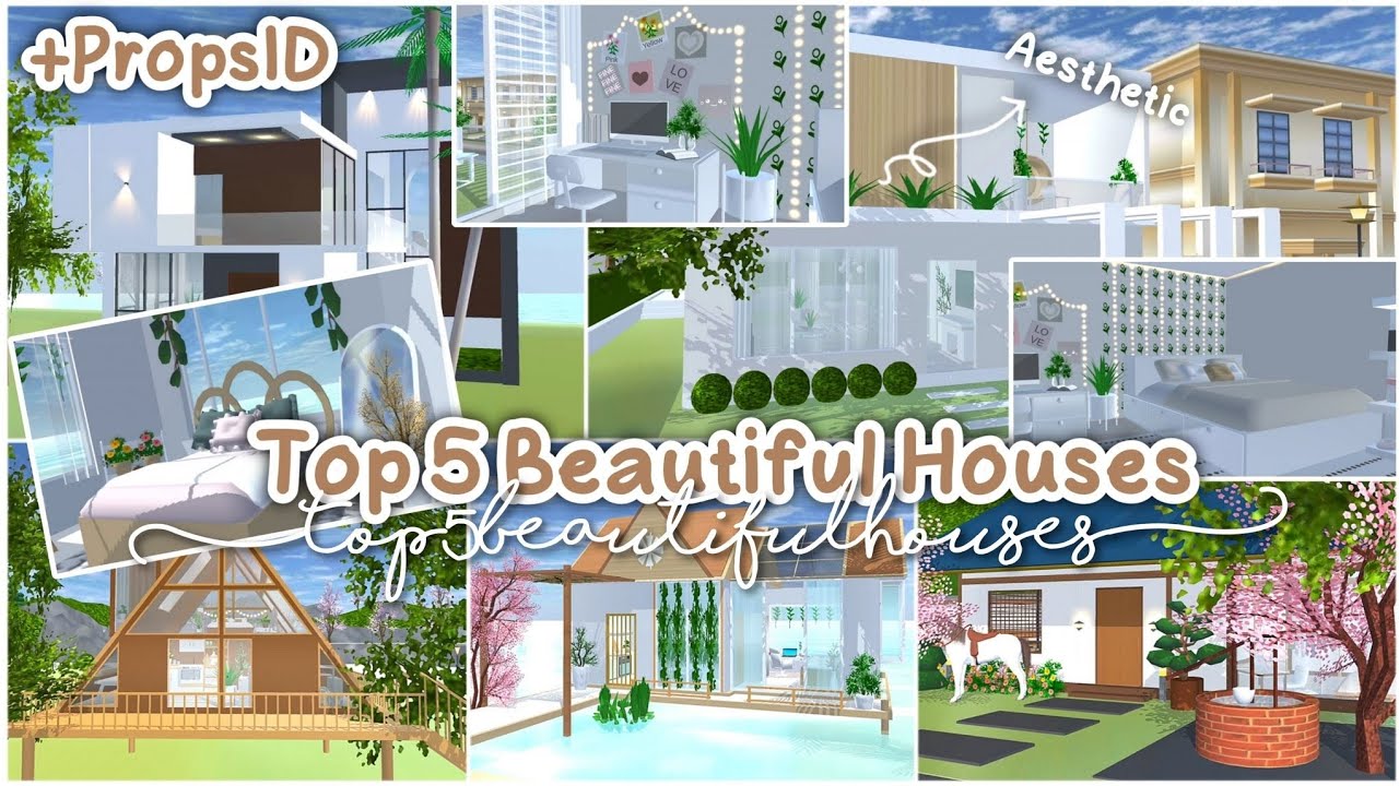 Top 5 Beautiful Aesthetic Houses + PropsID ✨🌸 : Sakura School Simulator