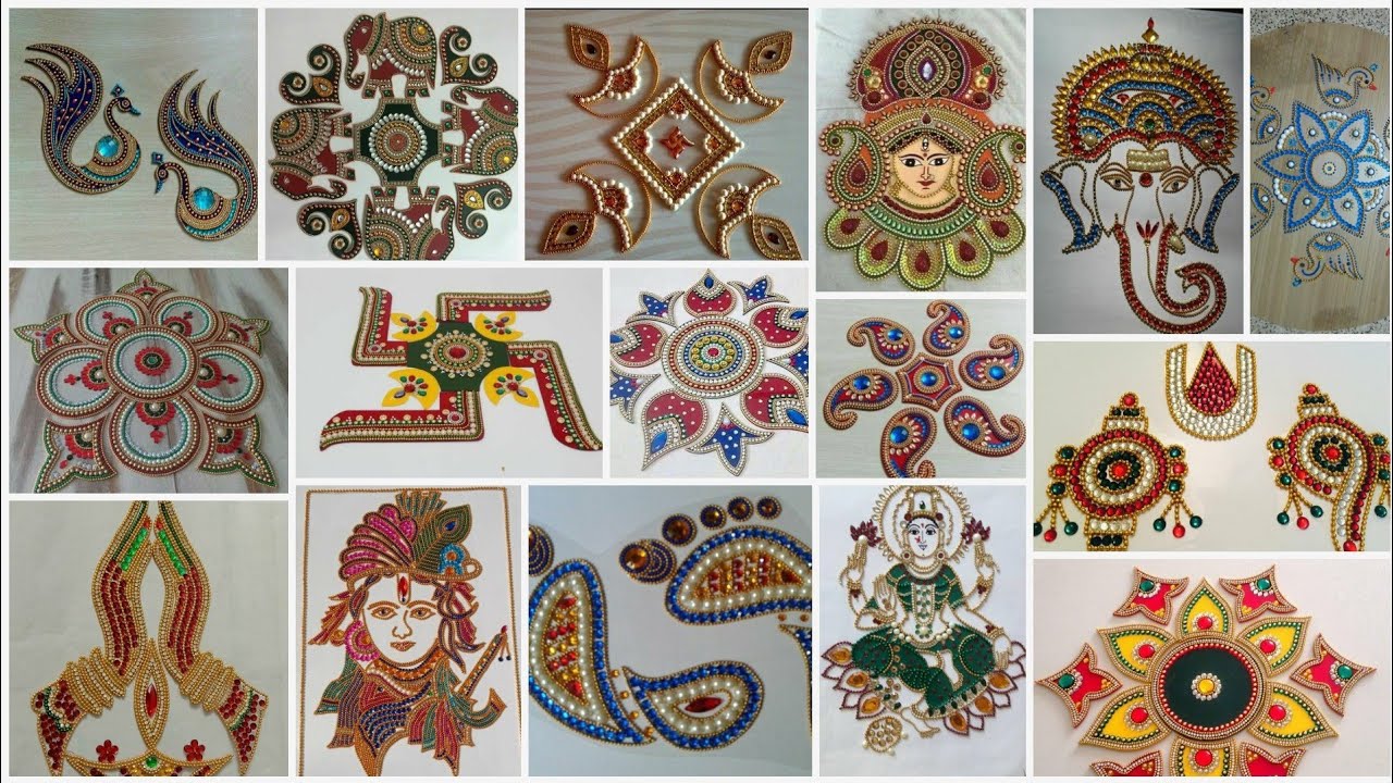 Diwali beautiful and creative Rangoli designs | Kundan Rangoli designs for Diwali decoration