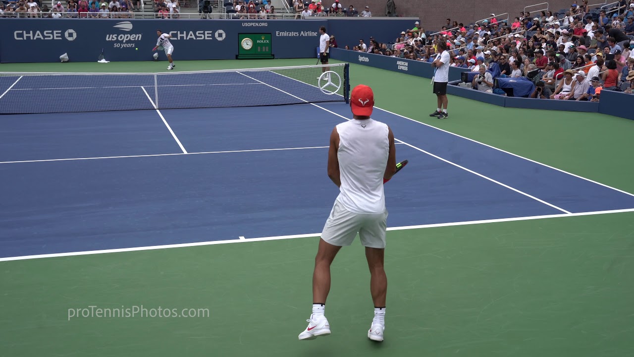 Nadal v. Pouille, 2018 US Open practice, 4K