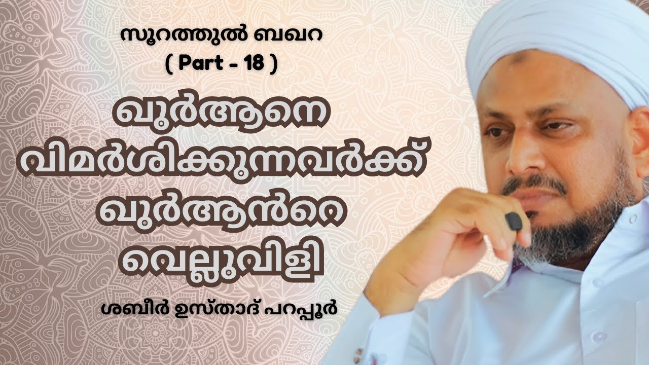 ഖുർആനെ വിമർശിക്കുന്നവർക്ക് ഖുർആൻറെ വെല്ലുവിളി | സൂറത്തുൽ ബഖറ - Part 18 | Shabeer Usthad Parappur