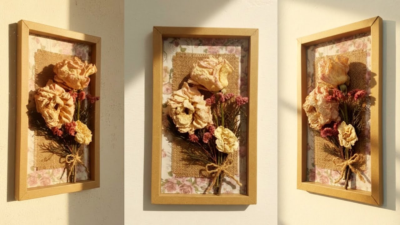Diy Dried Flowers Decor Ideas 🍂🥀 Stunning Dried Flowers Bouquet Frame Making Tutorial ✨ 