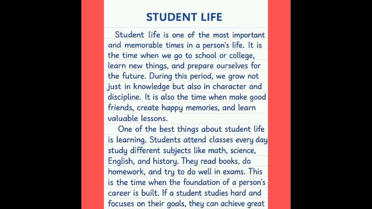 essay for Student Life|| Student Life ||Read in Students life