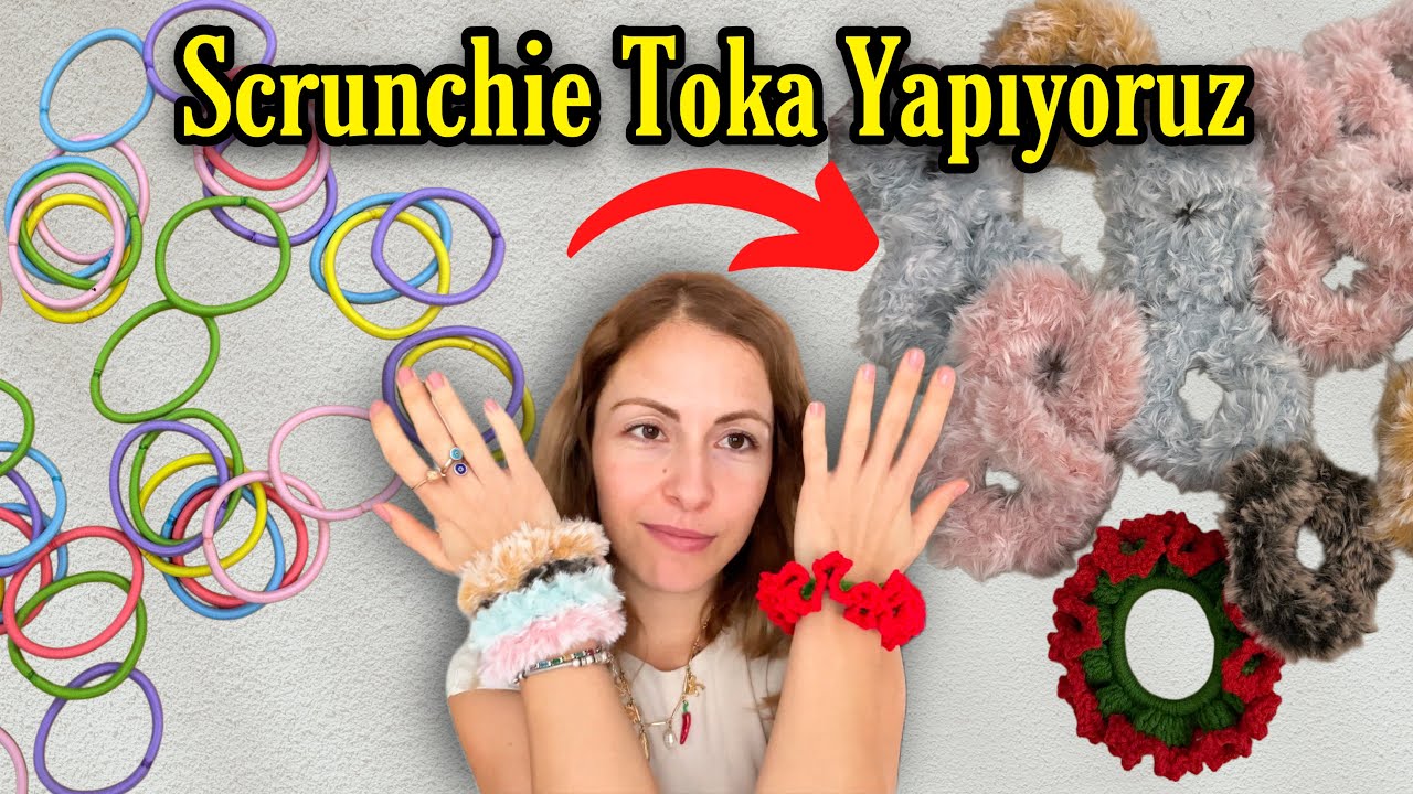 PARÇA İPLERLE 5 DAKİKADA YENİ YIL HEDİYESİ ÖRÜYORUZ🤩 Scrunchie Toka Nasıl Yapılır? DIY