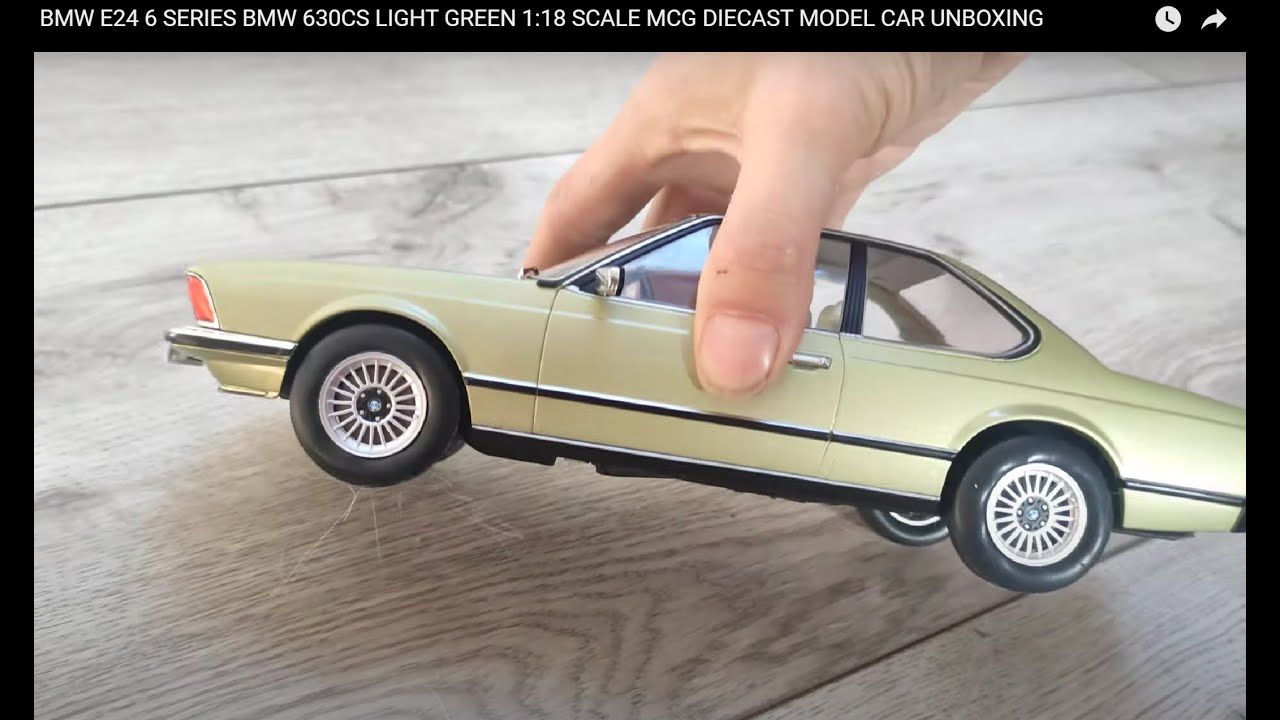 BMW E24 6 SERIES BMW 630CS LIGHT GREEN 1:18 SCALE MCG DIECAST MODEL CAR UNBOXING