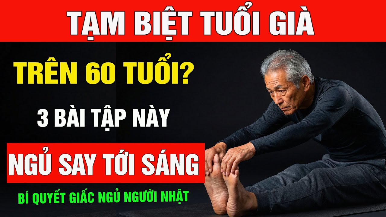 TRÊN 60 TUỔI?NGỦ SAY  MỘT MẠCH TỚI SÁNG NHƯ NGƯỜI NHẬT, 3 BÀI TẬP KÉO DÀI TUỔI THỌ SỐNG HƠN 100 TUỔI
