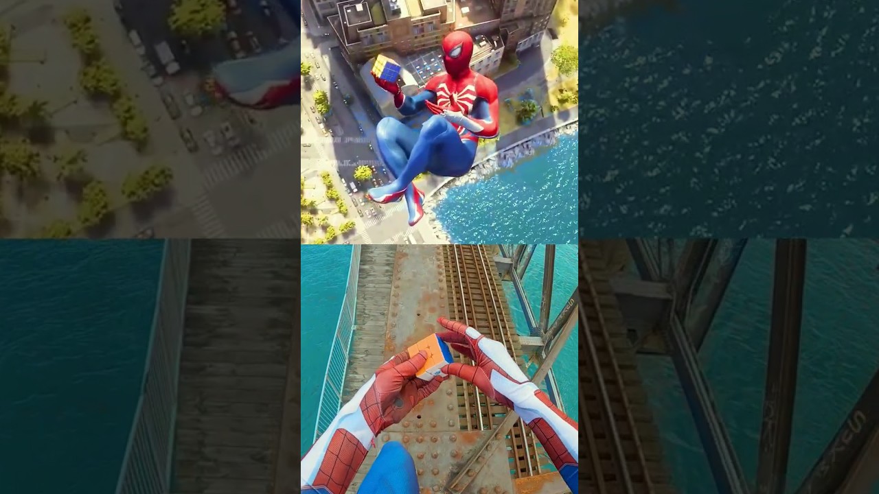 Spider-Man 2 Stunts Vs Real Life #parkour #spiderman #ps5
