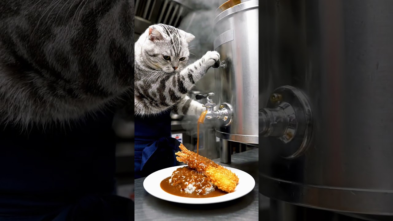 CAT COOKING! 🦞 MOST SATISFYING Cat Cooking ASMR l Crispy Shrimp Curry