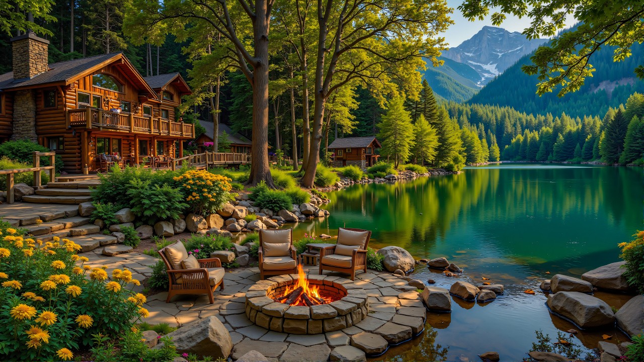 Peaceful Piano Spring Music Cabin Ambience 🔥 Crackling Fire Pit, Birdsong Sounds to Creativity