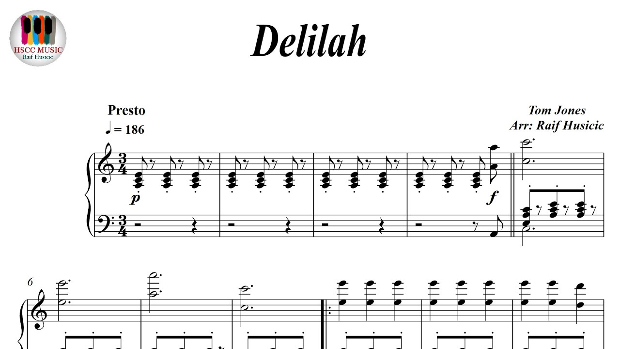 Delilah - Tom Jones, Piano Sheet Music, Piano Tutorial