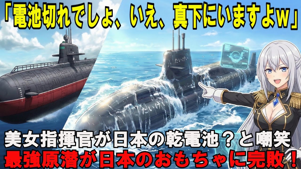 【海外の反応】最強原潜が日本のおもちゃに完敗！？「嘘、いつから後ろに！？」氷の女王が絶叫した日本の静音技術「たいげい」がヤバすぎる【スカッと】【アニメ】