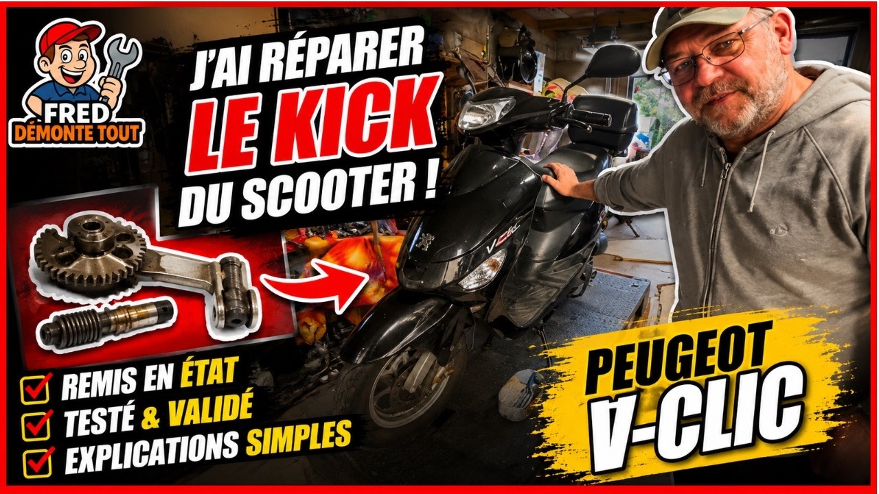 J’ai réparer le kick du scooter Peugeot v-clic #scooter #scooters 