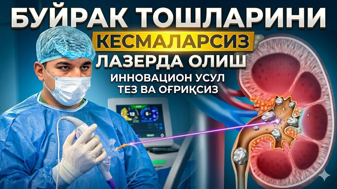 Буйракдаги тошни кесмаларсиз лазер билан олиш #endourology #toshi #камень #stone 