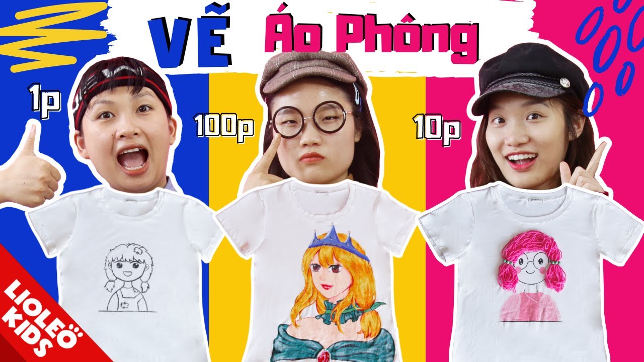 VẼ CÔNG CHÚA 1 phút vs10 phút vs100 phút - Bộ ba HỌA SĨ NGÔI SAO lần đầu vẽ trên áo phông!