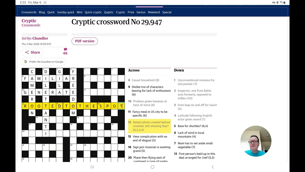 Криптографический кроссворд Guardian (пятница, 6 марта 2026 г.)