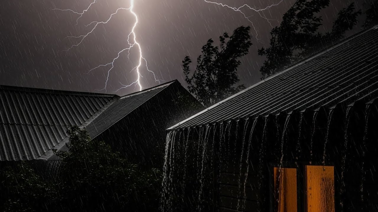 Stormy Rain on Metal Roof 🌧️ Sleep Instantly with Deep Thunder Ambience #47