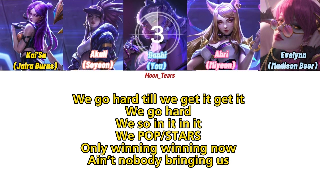K/DA - POP/STARS (5TH MEMBERS KARAOKE/COLOR CODED LYRICS)