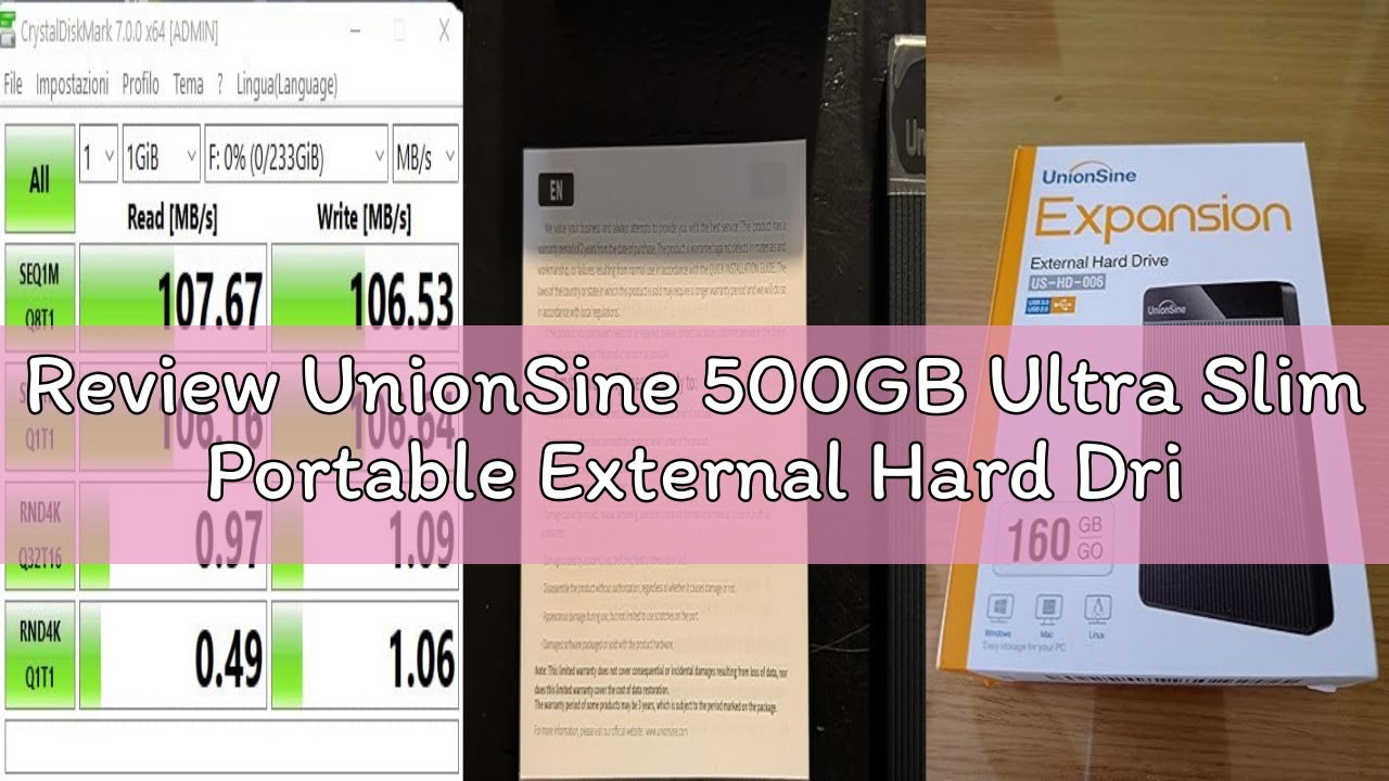Review UnionSine 500GB Ultra Slim Portable External Hard Drive HDD-USB 3.0 for PC, Mac, Laptop, PS4,