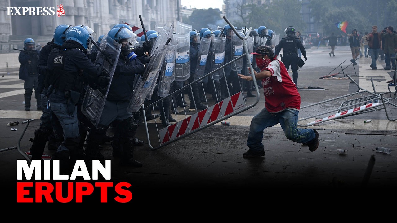 CHAOS in Milan as HUGE pro-Gaza and union protests turn violent