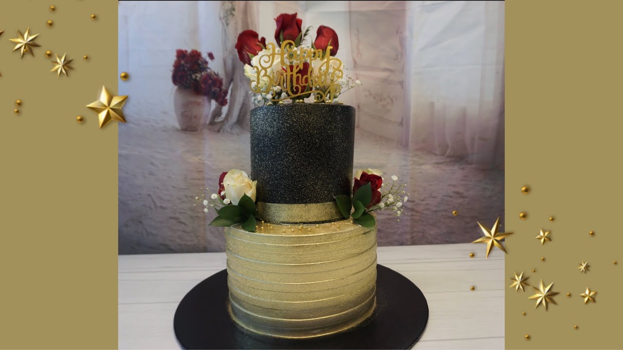 Pastel Negro Con Dorado En Crema Paso a Paso