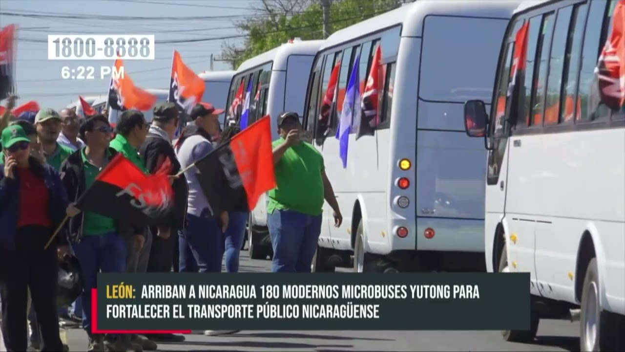 León: Arriban a Nicaragua 180 modernos microbuses Yutong para fortalecer el transporte público