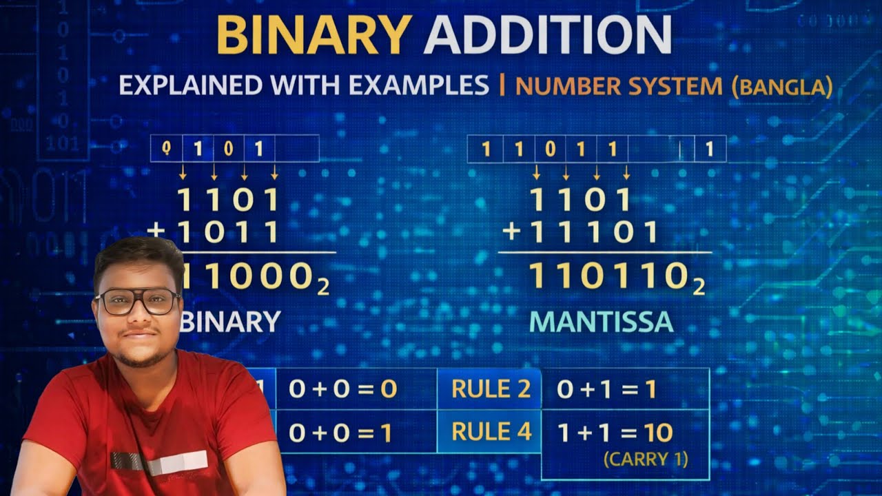 BINARY ADDITION EXPLAINED WITH EXAMPLES | NUMBER SYSTEM (BANGLA)