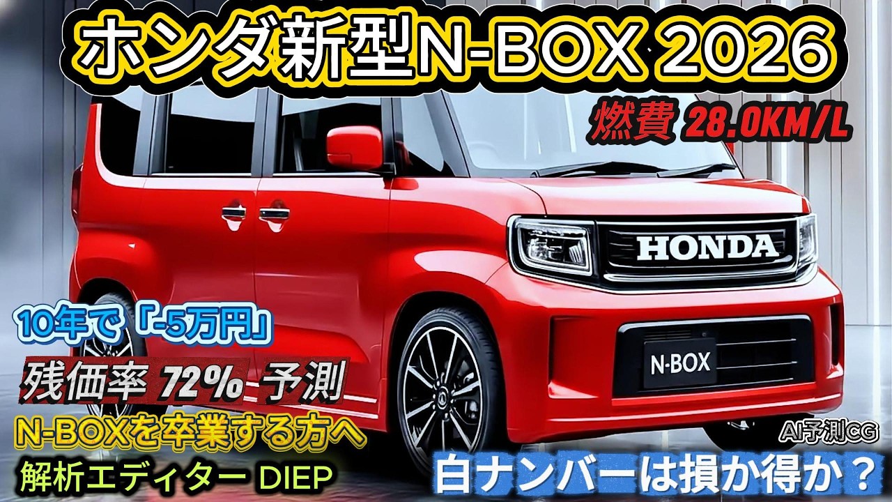 【ホンダ新型N-BOX 2026】燃費28.0km/Lの衝撃！普通車化で「ガソリン代40万円」浮く？軽からの卒業先はこれ一択？