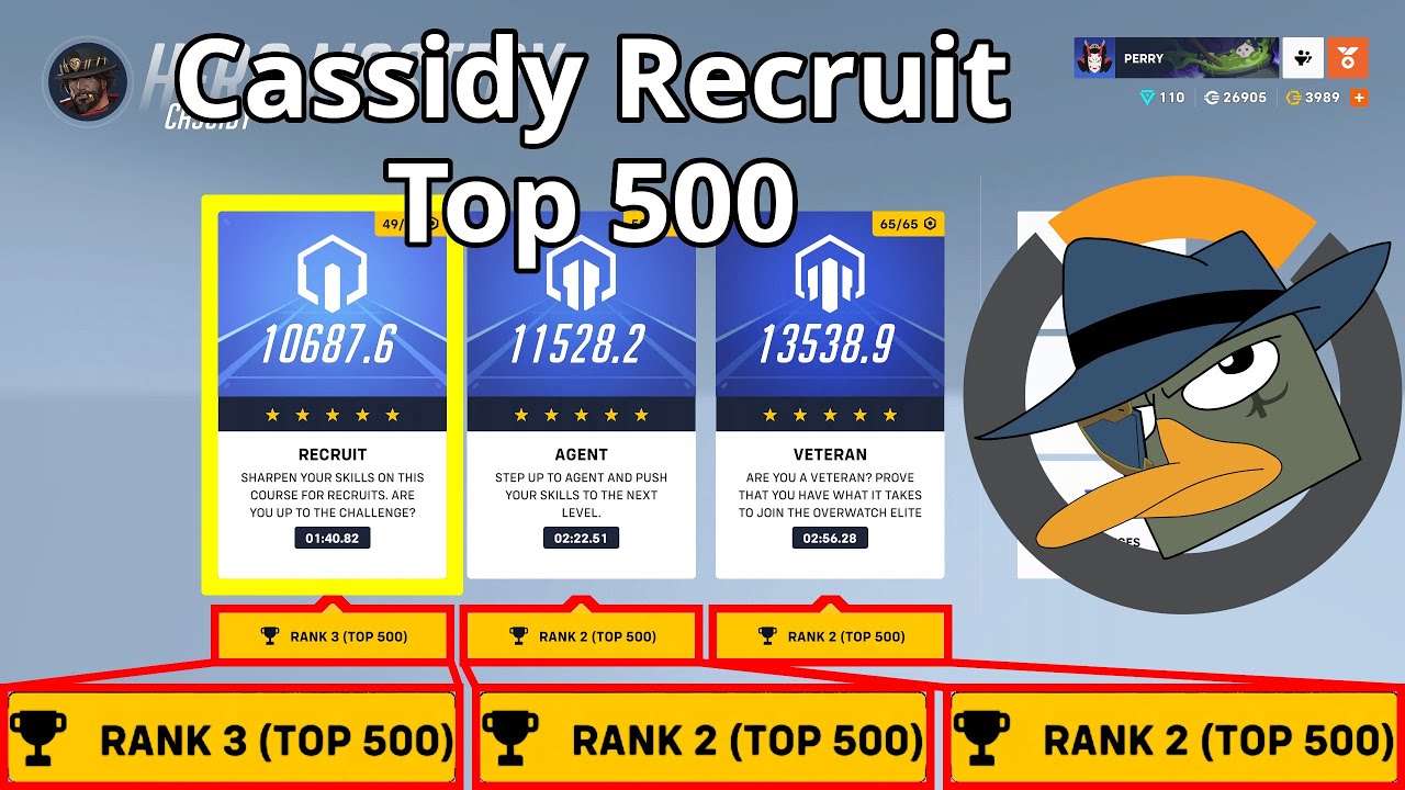 Cassidy Hero Mastery Top 500, Recruit course 1, 5 stars - Overwatch 2