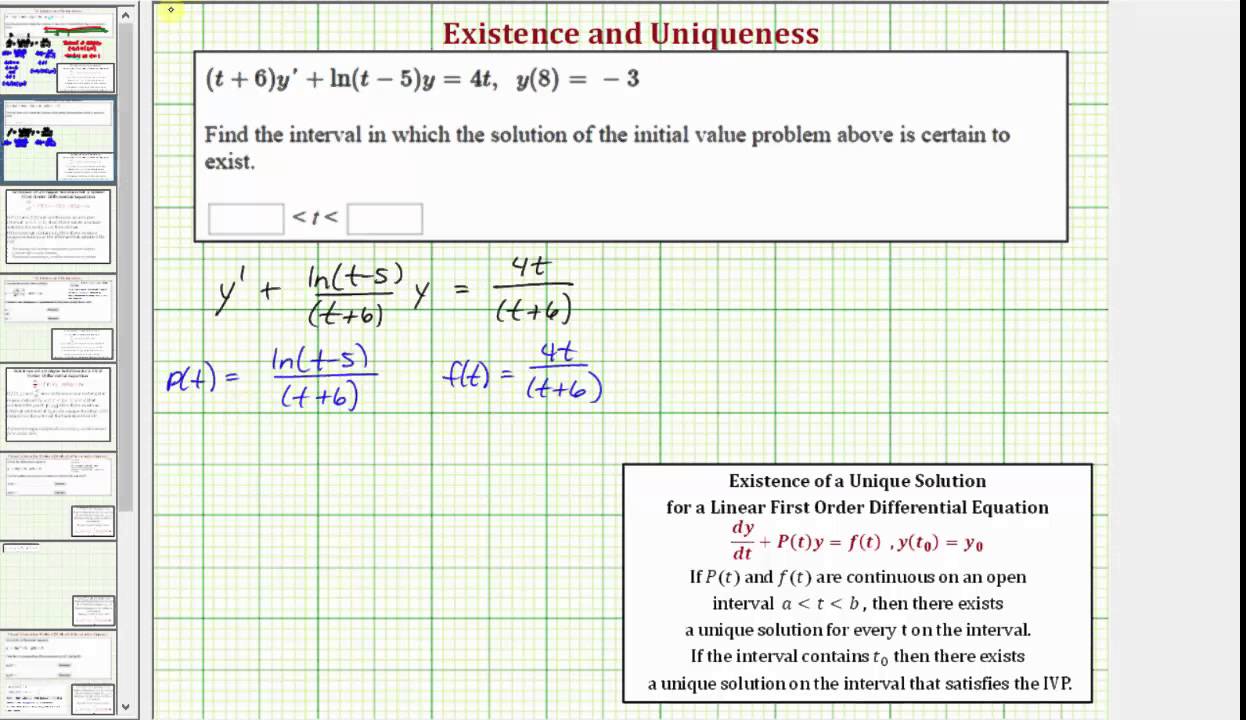 Ex 2: Find the Interval that Guarantees a Solution to an IVP Exists (Interval of Validity)