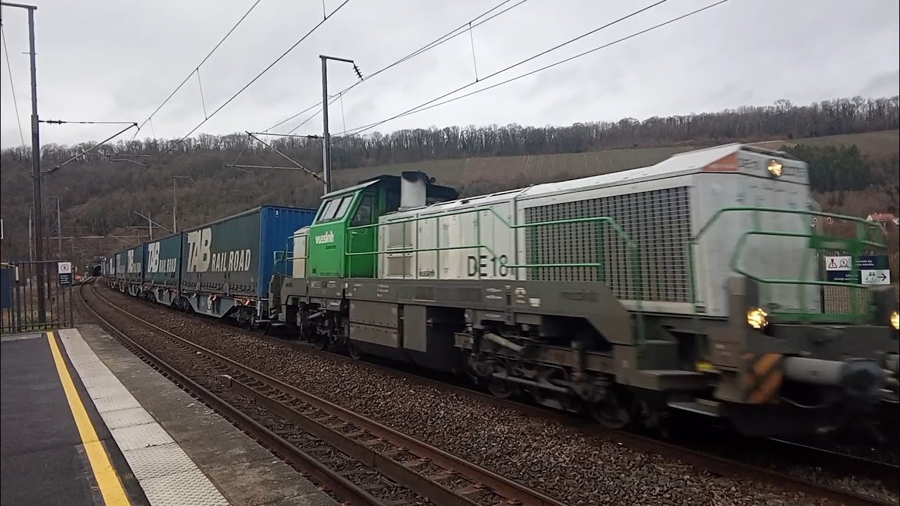 DE 18 de Vossloh TAB RAIL ROAD Valenton ➡️ Blainville + Sifflets en sortie de tunnel voilà merci 