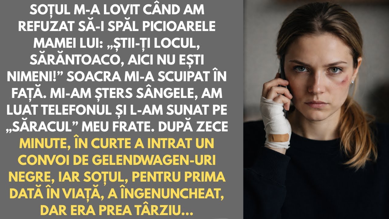 Soțul m-a lovit când am refuzat să spăl picioarele soacrei. Peste 10 minute a sosit un convoi de...