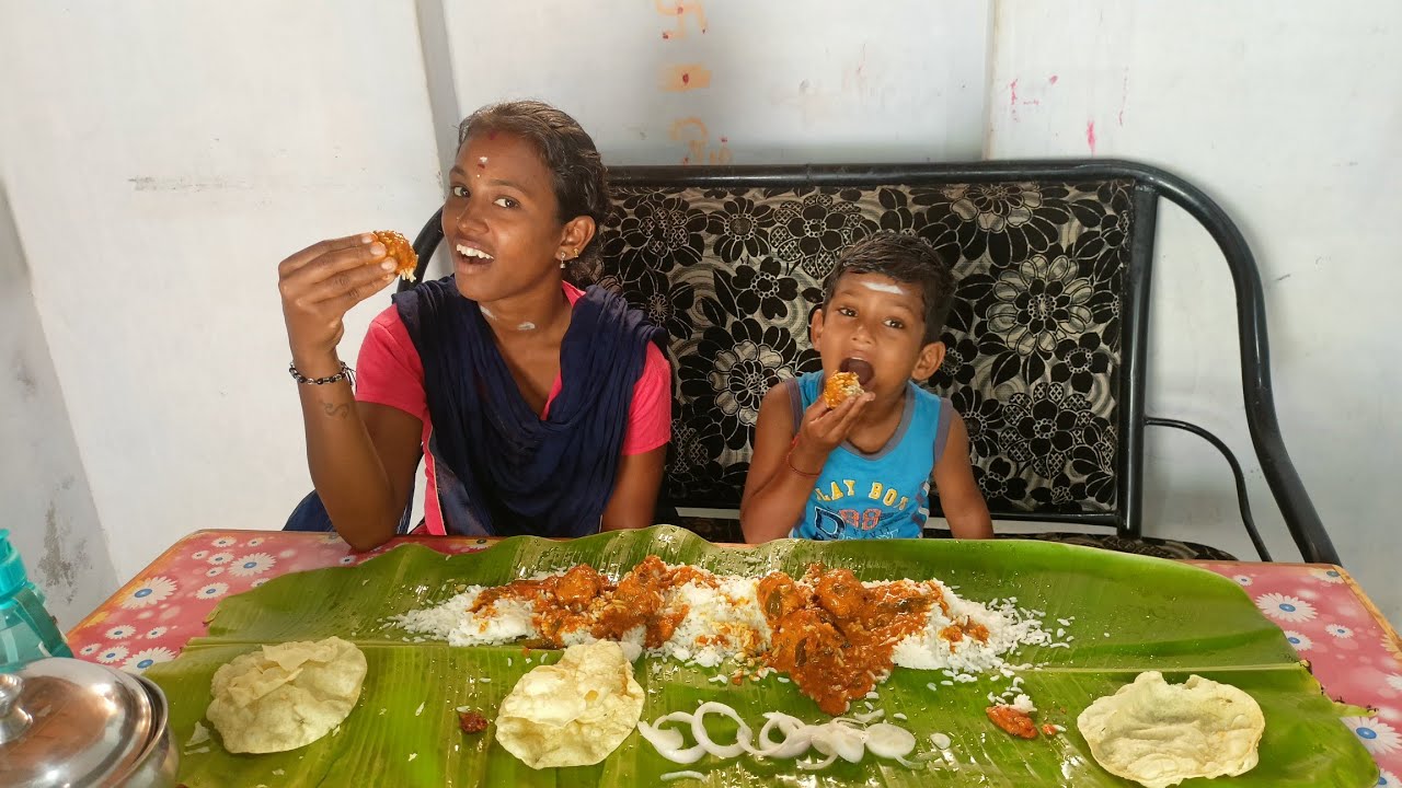 Mutton Urundai Kulambu With White Rice Fast Eating In Tamil 💥