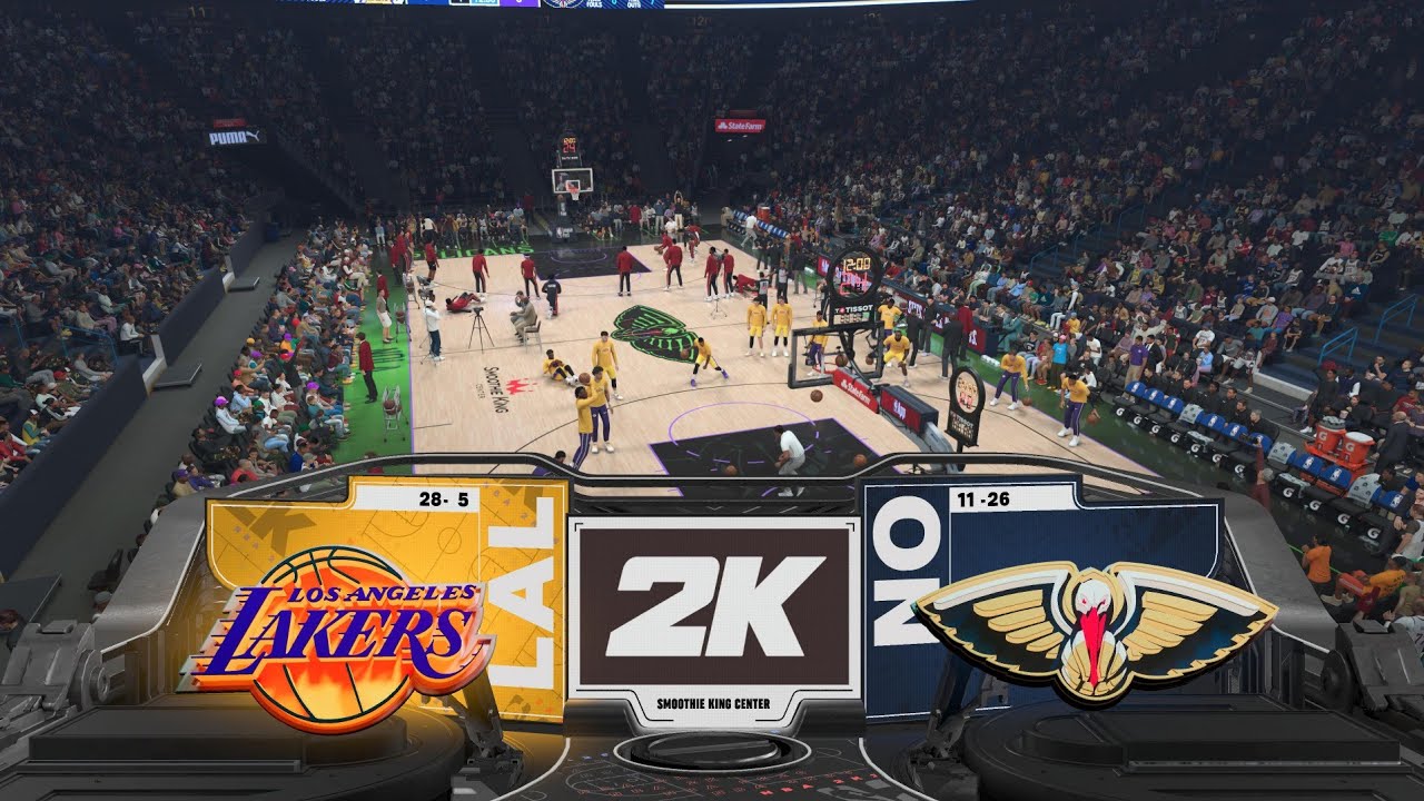 Lakers 28-5 @ Pelicans 11-26.  NBA 2K26