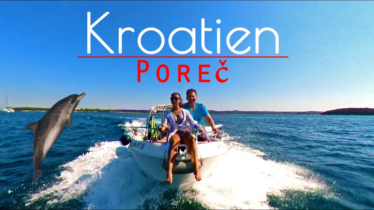 Kroatien Porec Istrien Motorboot so muss Badeurlaub sein. Delfin-Watching. Croatia Istria Doku