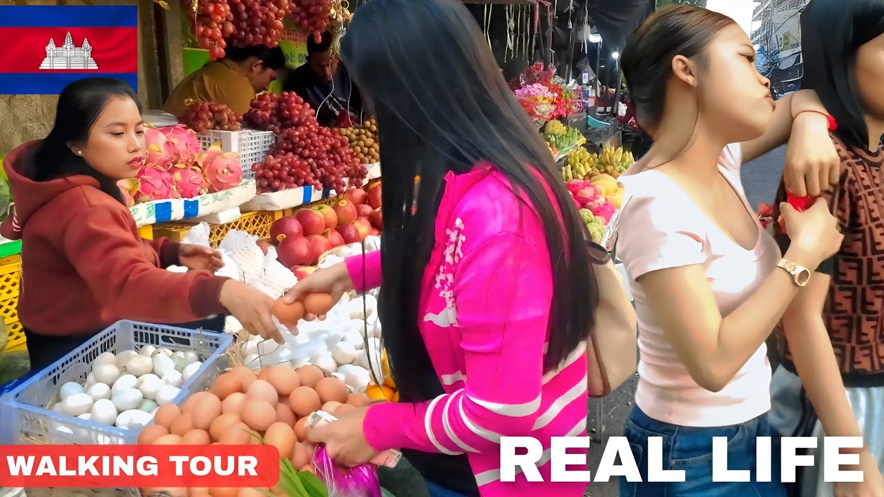 Inside Cambodia: Exploring a Local Street Market in Phnom Penh | Daily Cambodian Life & Street Food 